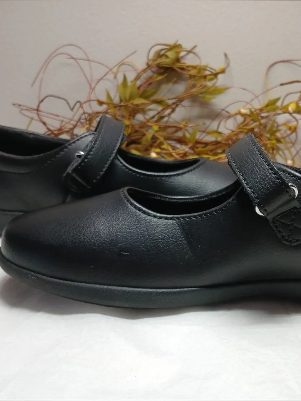 Hush Puppies Black Mary Jane Kids Dress Shoes with Hook Strap Leather